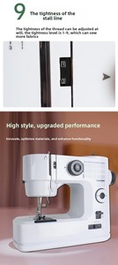 จักรเย็บผ้าขนาดเล็กแบบพกพา รุ่นใหม่ ขายดีข้ามประเทศ พร้อมฟังก์ชั่นเย็บรังดุม อัตโนมัติ ป้อนผ้าอัตโนมัติ มอเตอร์คู่ เกียร์ ABS - Product Image 2