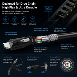 สายเคเบิล LUNG KAY แบบยืดหยุ่นสูง USB 3.0 พร้อมหัวล็อคแบบสกรูสำหรับติดตั้งบนแผงวงจร สาย PVC USB-A ต่อ USB-C สำหรับกล้องอุตสาหกรรมระบบวิชันซิสเต็ม - Product Image 2