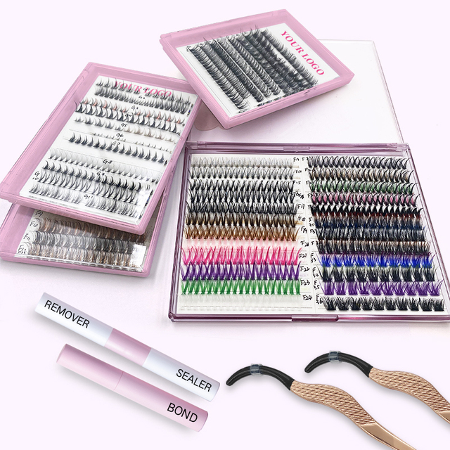Customized 8mm 10mm 12mm 11mm 9mm C CC D Curl False Eyelashes Segmented Lash Kit Diy Cluster Lashes