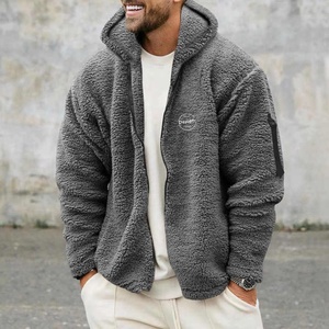 2023 vendita calda Logo personalizzato tinta unita con <span class=keywords><strong>cappuccio</strong></span> <span class=keywords><strong>felpa</strong></span> da uomo in maglia di lana con Zip in <span class=keywords><strong>pelliccia</strong></span> <span class=keywords><strong>felpa</strong></span> con <span class=keywords><strong>cappuccio</strong></span> - Product Image 3