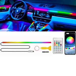 Full Color USB Streamer Car Ambient Lighting Rgb App Control Led Interior Symphony Atmosphere Lamp Kit Dynamic Car Strip Light