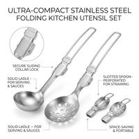 Ensemble de spatules pliantes en acier inoxydable 304, cuillère de cuisine portable, écumoire, louche, kit pour le camping et la cuisine