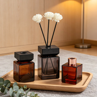 Diffuseur d'huiles essentielles haut de gamme en verre carré grand format, sans flamme, rechargeable, avec impression sérigraphique colorée