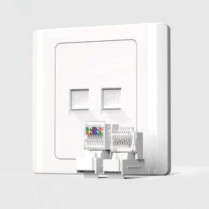 Ultra Slim Wall Plate 86 Type <b>Single</b> Dual Port Cat5e Cat6 RJ45 PC Modular Ethernet Network <b>Socket</b> Flame Retardant Easy Install - Product Image 5