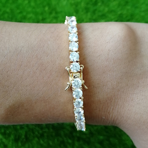 BB019 Pulsera de tenis de latón chapado en oro de 18K con circonita cúbica de 4mm, 6, 7, 8 y 9 pulgadas, estilo Iced Out, para mujer, joyería Hip Hop - Product Image 4