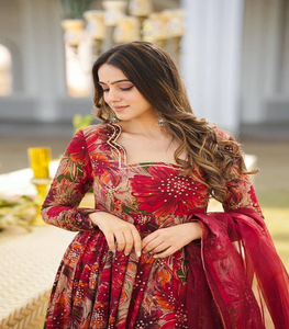 Nueva tendencia, traje Anarkali de diseñador exclusivo para adultos, hermosa tela de rayón de imitación pesada con estampado Digital, indio pakistaní - Product Image 2