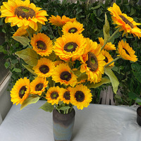 Tiges de tournesol artificielles en gros, fleurs artificielles en soie réalistes pour la décoration de la maison, les mariages, les événements, les fêtes, la fête des mères, Halloween