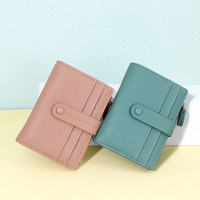 Dompet wanita pola Lychee Mini pendek dengan Slot kartu Multi RFID tempat kartu Anti Maling dompet koin Cartera Para Mujer