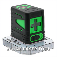 Niveau laser vert de qualité industrielle à 2 lignes avec garantie d'un an - Mini outil pour les carreaux et les plafonds, ligne croisée