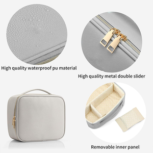 Nueva Bolsa de Cosméticos de Viaje Himmers Multifuncional de Gran Capacidad, Impermeable, de Cuero PU, con Cierre, Diseño Geométrico Moderno - Product Image 4