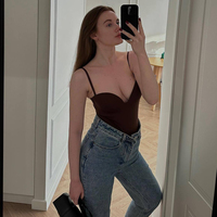 ZEVITY Haut Corset Sexy pour Femme, Dos Nu, Soutien-Gorge Court, Débardeur Camisole, Bustier Sans Manches, en Tissu Dobby Court, Col Nœud, Gilet