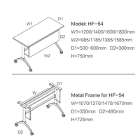 Table de formation mobile multi-usage à plateau rabattable, pliable et à roulettes, pour le personnel de bureau et les salles de classe