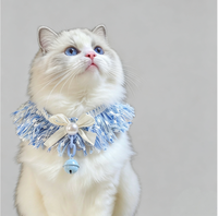 Collier pour animaux de compagnie en polyester avec pendentif clochette chat mignon, accessoire de cou sûr et confortable, style Japon et Corée du Sud