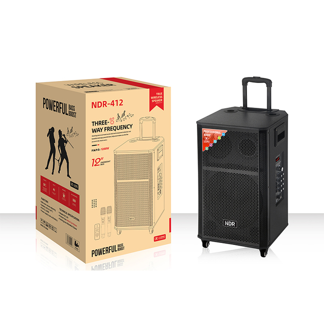 wholesale OEM wholesale wholesale High Quality 120W 12-Inch Rechargeable Wooden Trolley Speaker with for USB Voice Control Wireless Charging for Outdoor Use OEM