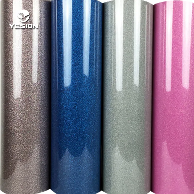 Vinilo de transferencia térmica con purpurina de PVC, rollo de vinilo en varios colores, venta al por mayor