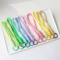 Porte-clés en corde de nylon multicolore, anneau, cordon, bracelet, porte-clés, macaron, mode, téléphone portable, bracelet de poignet extérieur, porte-clés