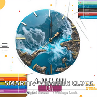 Jam Dinding Resin Modern Desain Abstrak Laut Bentuk Lingkaran Bertenaga Baterai Gerakan Quartz Dekorasi Rumah Ruang Tamu Arloji Artistik