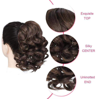 Extensions de cheveux naturels de marque propre, mélange HD européen et américain, queue de cheval à pince, courtes, bouclées, ondulées, volumineuses, non-Remy, 150%