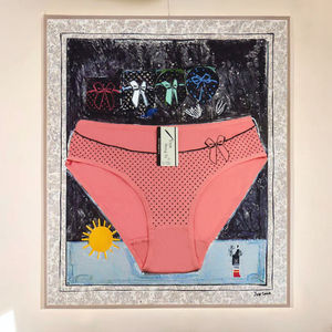 กางเกงชั้นในเอวกลางทรงฮิปสเตอร์ ผ้าถัก ลายจุดน่ารัก พร้อมโบว์ ไซส์ใหญ่พิเศษ XXL XXXL XXXXL - Product Image 3