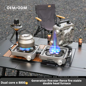 Estufa de Camping Plegable y Portátil de Acero Inoxidable, Estufa de Gas para Exteriores, Resistente al Viento, con 2 Quemadores - Product Image 2