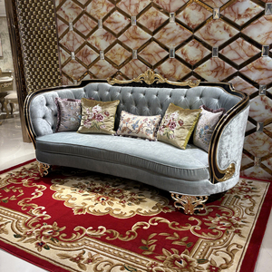 Sofá rojo vino clásico de lujo europeo 1123 sofá de tela de palacio francés de madera maciza marco de madera maciza muebles de gama alta - Product Image 3