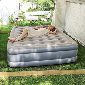 Matelas pneumatique auto-gonflant en PVC double beige avec pompe à air intégrée, extra haut, épais, adapté à un usage domestique, camping en plein air, tentes - Product Image 2