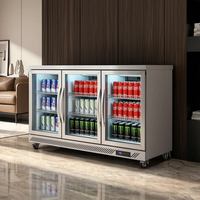 Vitrina Refrigerada Comercial de Acero Inoxidable de 220V con Enfriamiento por Aire y Compresor para Bares y Otras Bebidas