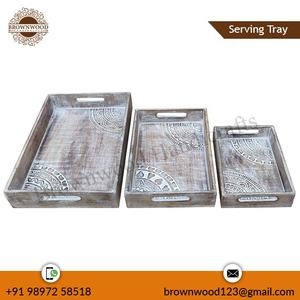 Service de luxe pour hôtel Ensembles de plateaux de service en bois Plateau en bois de haute qualité Salle de bains Chevet Service Plateaux en bois Décor Ensembles de plateaux - Product Image 2