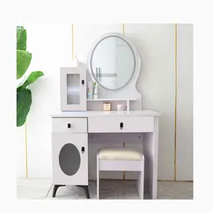 İskandinav küçük dresser yatak odası basit katı ahşap depolama makyaj masası mini flip makyaj masası