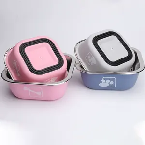 Cuenco para perros y gatos, cuenco de acero inoxidable para mascotas, cuenco antideslizante para derrames de comida para perros, herramienta de alimentación para perros, dispensador de agua para gatos - Product Image 2