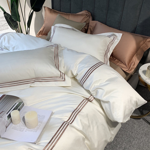 60 100% Cotton Luxury <strong>Single</strong> Quilt Cover Naked Sleeping <strong>Stitching</strong> 250tc Air-permeable Embroidered Hotel <strong>Bedding</strong> - Product Image 5