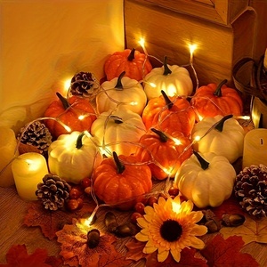 Grande citrouille artificielle blanche et orange en mousse avec feuille d'érable pour la décoration intérieure, l'Halloween et les loisirs créatifs - Product Image 4