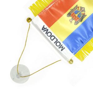 ธงซาตินโมโลวาแบบกำหนดเอง ธงติดรถยนต์ขนาดเล็ก พร้อมพู่สีเหลือง - Product Image 3