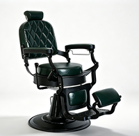 Fauteuil de barbier au style rétro haut de gamme, repose-pieds réglable, fauteuil de barbier rotatif pour salon de coiffure masculin