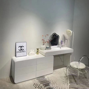 Màu Trắng góc Vanity phụ nữ nội thất phòng ngủ đa chức năng trang điểm bàn dressers với LED gương - Product Image 4