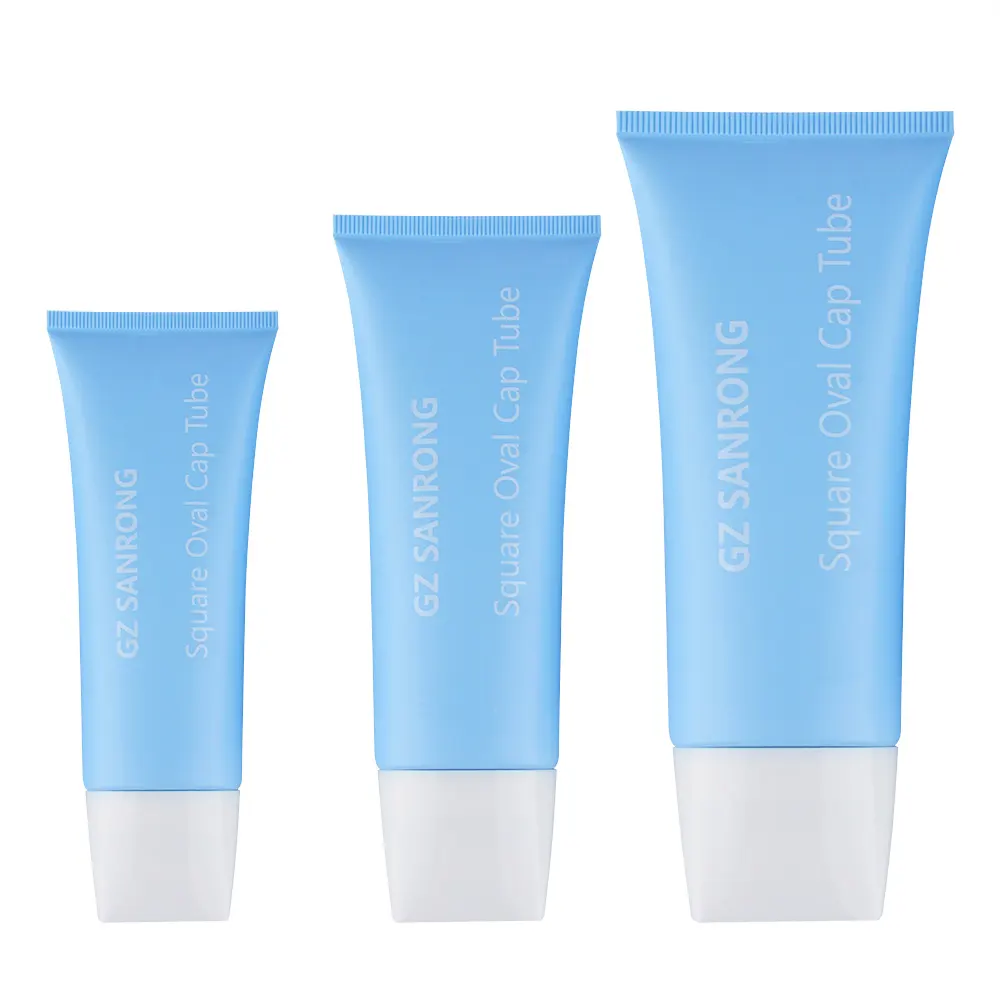 Loción corporal cosmética crema de manos protector solar BB CC crema embalaje tubo ovalado plano con tapa cuadrada