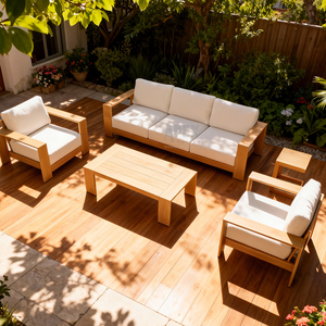 Sofá de Patio Impermeable Estilo Nórdico, Sofá de Madera de Aluminio para Exteriores, Muebles de Jardín para Hotel, Terraza - Product Image 2