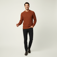 Pull col roulé texturé en maille torsadée pour homme, coupe ajustée, nouveau modèle, avec logo personnalisé, décontracté