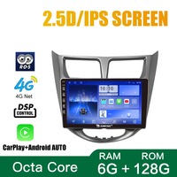 Pour Hyundai Verna Accent Solaris 2010-2016, autoradio Android 9 pouces double DIN Octa-Core Quad avec GPS et navigation