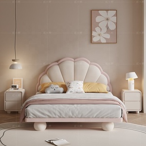 Letto Principessa <span class=keywords><strong>di</strong></span> Lusso per Bambini <span class=keywords><strong>in</strong></span> Stile Francese con Finiture <span class=keywords><strong>in</strong></span> Pelle, Design a Petalo, Struttura <span class=keywords><strong>in</strong></span> Legno Massello, Ottimo <span class=keywords><strong>Regalo</strong></span> per la Cameretta delle Bambine - Product Image 3