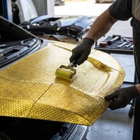 [Jaune Classique] Rouleau insonorisant à motif hexagonal large - Tapis anti-vibration en butyl de qualité supérieure - Couverture sans couture pour sol et fourgonnette