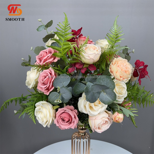 Arche de mariage artificielle en soie, roses et chrysanthèmes roses, design asymétrique, 30cm/60cm/80cm - Product Image 6