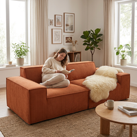 Canapé modulable convertible en tissu capitonné 3 places, sectionnel d'angle sans cadre, compressé sous vide pour appartement