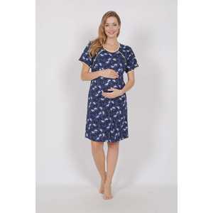 Camisón de Maternidad para Mujer, Jersey Transpirable, Silueta Recta, Azul con Estampado - Product Image 5