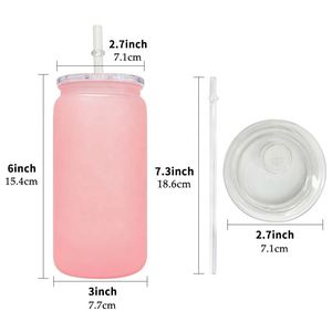 PET Kids Unbreakable Can Shaped <b>Cups</b> with pp Lid and Straw for Iced Coffee Ombre Colored 16oz <b>Plastic</b> <b>Cup</b> - Product Image 2