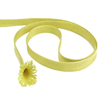 Manchon tressé en fibre de Kevlar KFL, enveloppe spirale isolante, sangle tubulaire jaune 10 mm, haute résistance, résistant à la chaleur, écologique