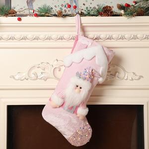 Nouvelles décorations de Noël cadeau Logo personnalisé nom personnalisé broderie tricot rose <span class=keywords><strong>bas</strong></span> de Noël pour enfants cadeau de Noël - Product Image 5