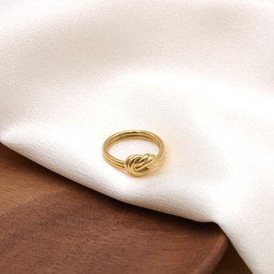 Trendy <b>Titanium</b> Steel Knotted Gold <b>Ring</b> For Women Simple Light Luxury Fashion Jewelry Gift Round Geometric Shape - Product Image 1