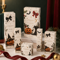 Boîte pliante en carton blanc personnalisée avec impression de motif fantôme d'Halloween pour les cosmétiques de soin de la peau, cadeau de festival