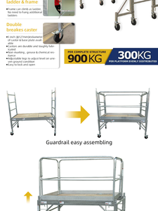 <span class=keywords><strong>Tour</strong></span> d'échafaudage mobile en aluminium robuste, capacité de charge de 300 kg, empilable (<span class=keywords><strong>2</strong></span> unités), pour la rénovation d'hôtels, les ateliers et la construction extérieure - Product Image 6